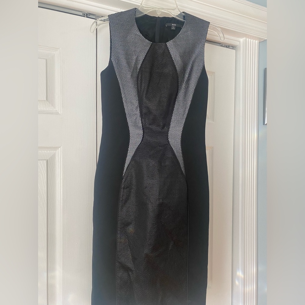 Black formal dress, above the knee